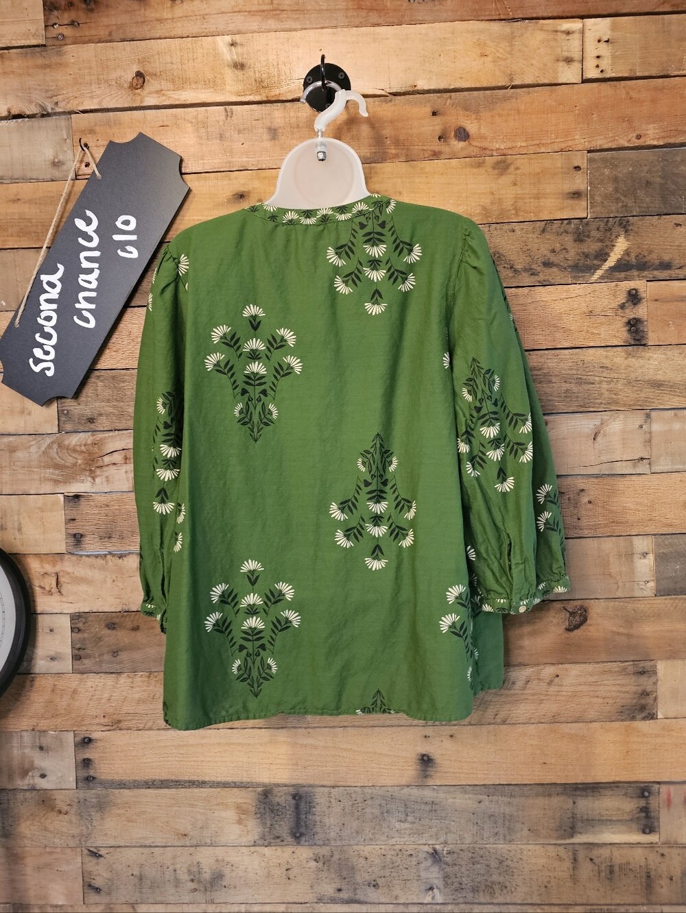 Knox Rose Women's 3/4 Sleeve Green Floral Embroidered Top Size M - Picture 10 of 13